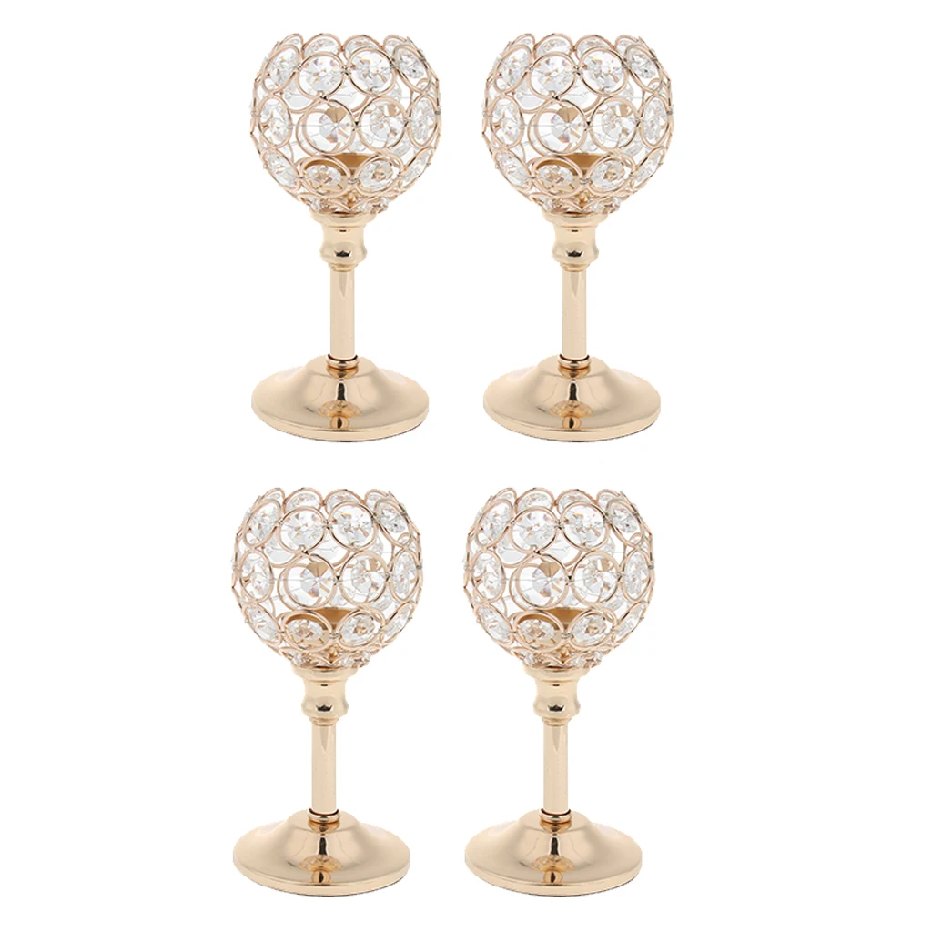 4pcs Wedding Mosaic Candelabra Countertop Tabletop Candlestick Bowl Golden for Home Wedding Party Ornament
