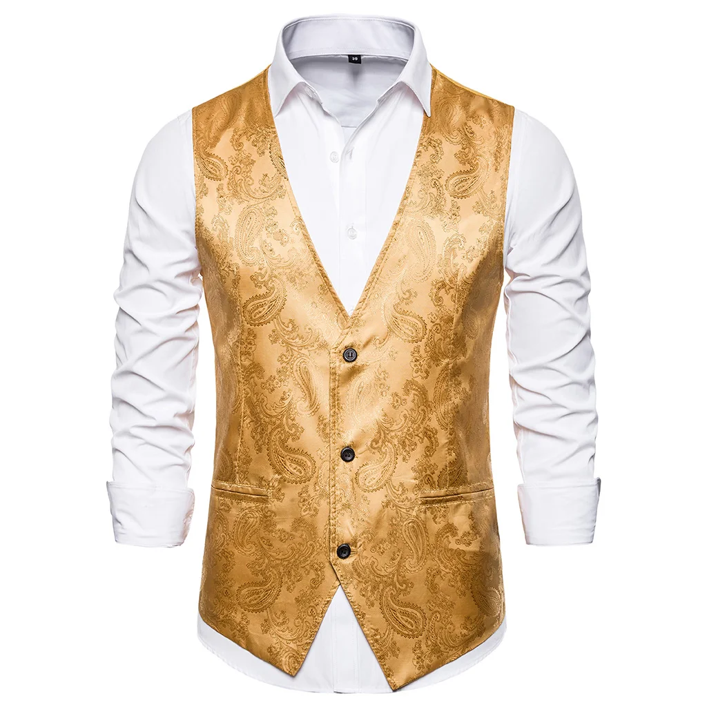 WENYUJH 2019 Autumn News Printed Steampunk Vest Men Brand Night Club Prom Vest Men Waistcoat Wedding Formal Dress Vests for Men