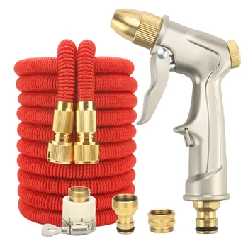 

High Quality 25FT-100FT Garden Hose Telescopic Magic Hose Plastic flexible Car Wash Hose Metal Spray Gun Outdoor Garden Watering