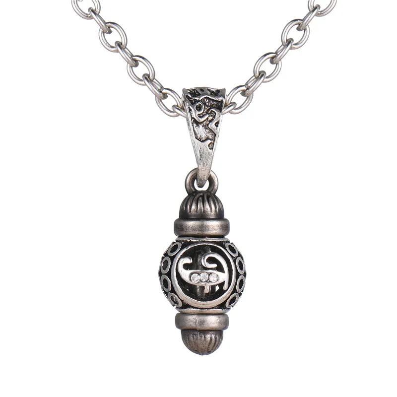 Популярное винтажное Сменное ожерелье с кулоном из бусина буква для мужчин и женщин, антикварное серебряное ожерелье, мужские ювелирные изделия - Окраска металла: F