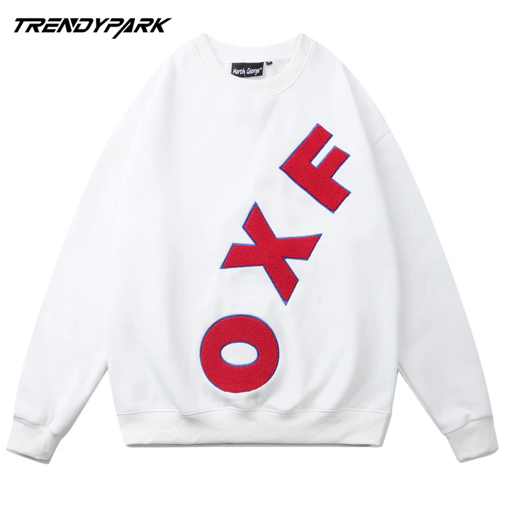 

Men's Hoodies Sweatshirt Warm Winter Fleece Embroidery Flocking Letters One Piece Harajuku Oversize Japanese Streetwear Clothing