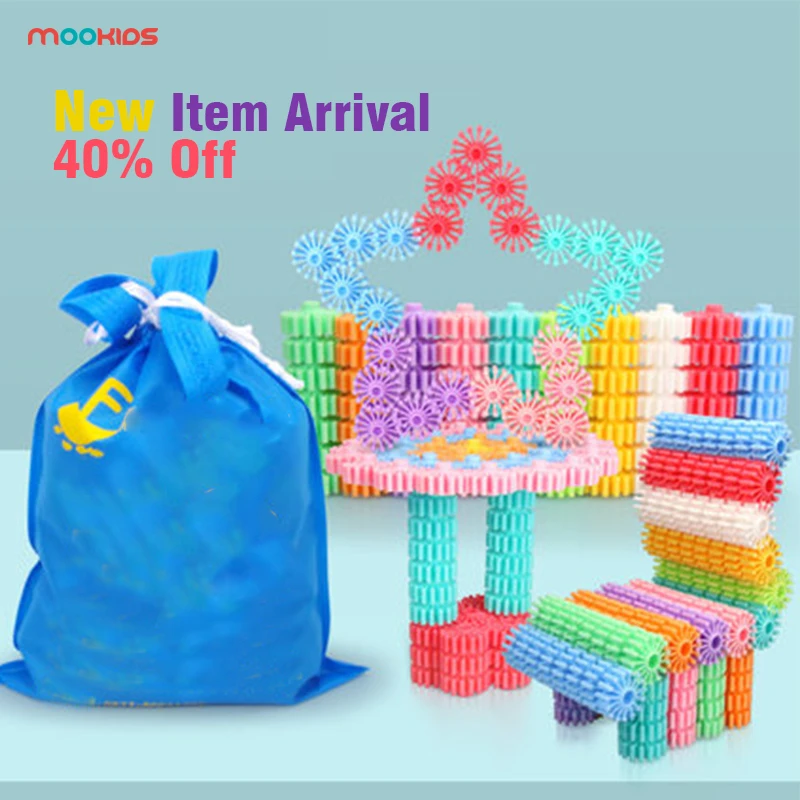 

Mookids Snowflake Multicolor Building Blocks Toy Brick Snow DIY Block Assembling Early Educational Learning Toy Mine Craft