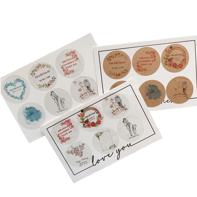 100 Stück Logo-Hochzeitsaufkleber, personalisierbar, fügen Sie Ihren Text hinzu, individuelle Einladungen, Gastgeschenke, weiße Etiketten für Unternehmen, 3,5 cm – Detail 13