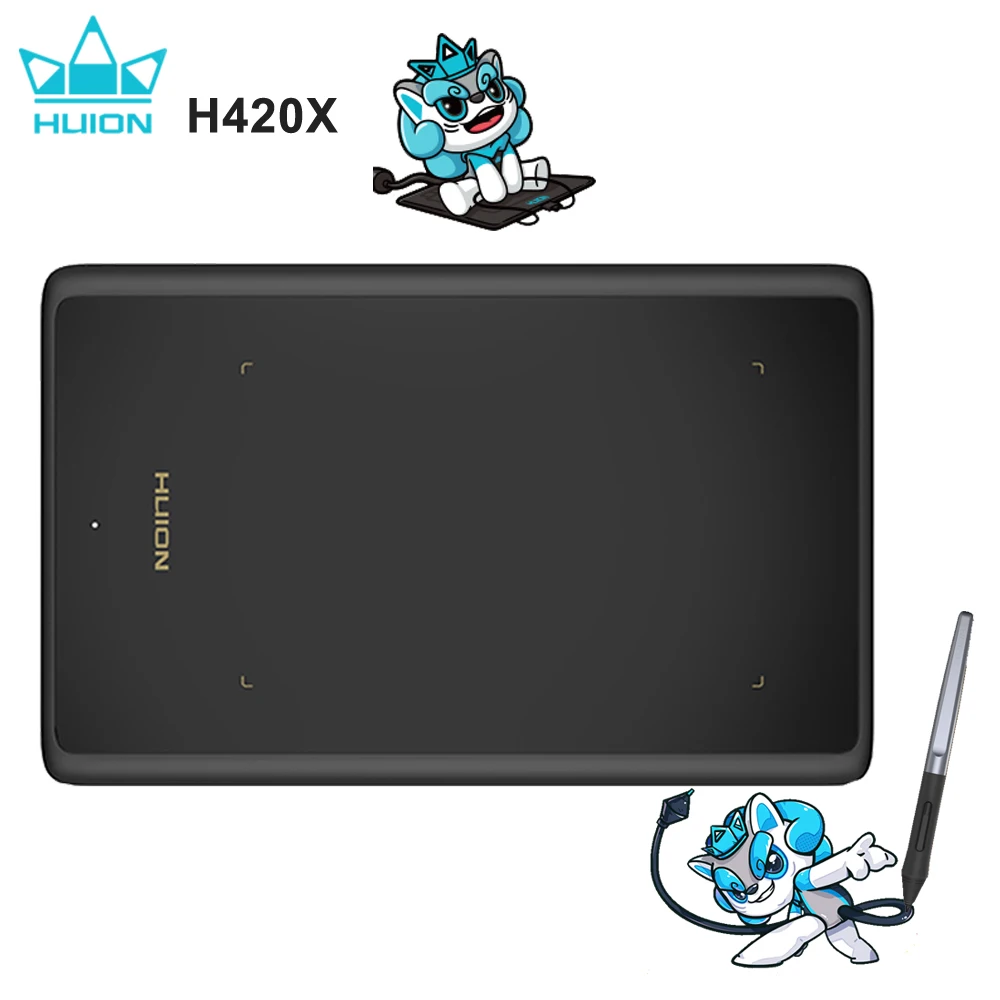 Tabuleta Gráfica da Tabuleta do Desenho de Huion H420x Digital dos Gráficos para Pintar com a Pena Bateria-livre Pw100 8192 l