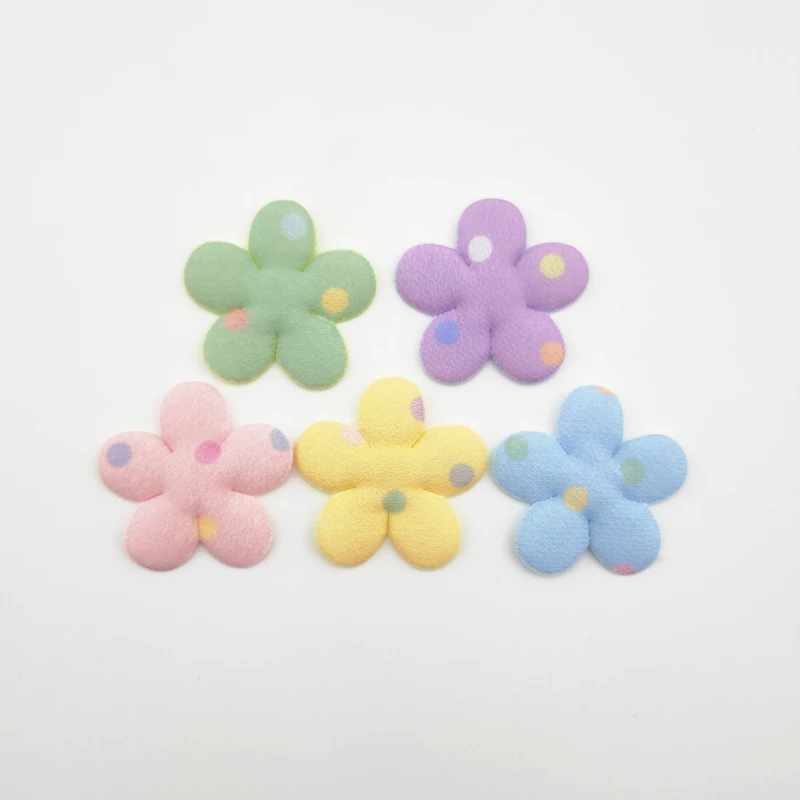 

Padded Print Dot Cloth Flower Appliques for DIY Hat Clothes, Leggings, Sewing Supplies, Headwear Decor Patches, 3.2cm, 50Pcs Lot