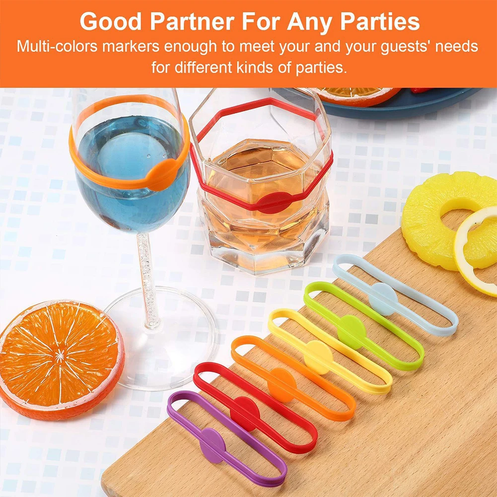 Food Grade Silicone Marks Long Strips Goblet Tag Wine Glass Markers Ring Wine Labels Glasses Drinking Tag Set For Bar Party wine glass marker wine glass decorations
