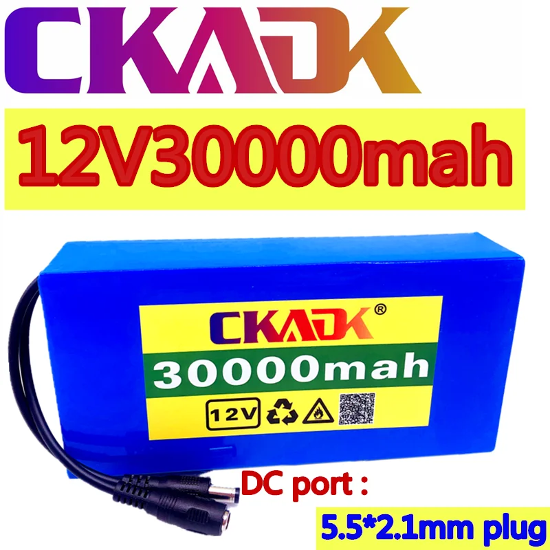 100% New Portable 12v 30000mAh Lithium-ion Battery pack DC 12.6V 30Ah battery With EU Plug | Электроника