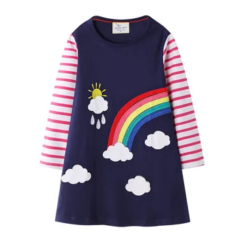

Girls Unicorn Dress Printing Long Sleeve Princess Ball Gown 3-8 Year Winter Dress Formal Party Dress Girl Clothes With Unicronio