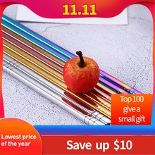 1 пара, посуда из нержавеющей стали, Красочные палочки для еды, Нормальная длина, 23 см, повседневная посуда, багет, китайская посуда# A