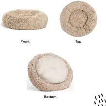 

Four Seasons Pet Cushion Round Shaped Dog And Cat Sleeping Bed Anti-Slippery Mattress Donuts Shaped Long Faux Fur Pet Cushion