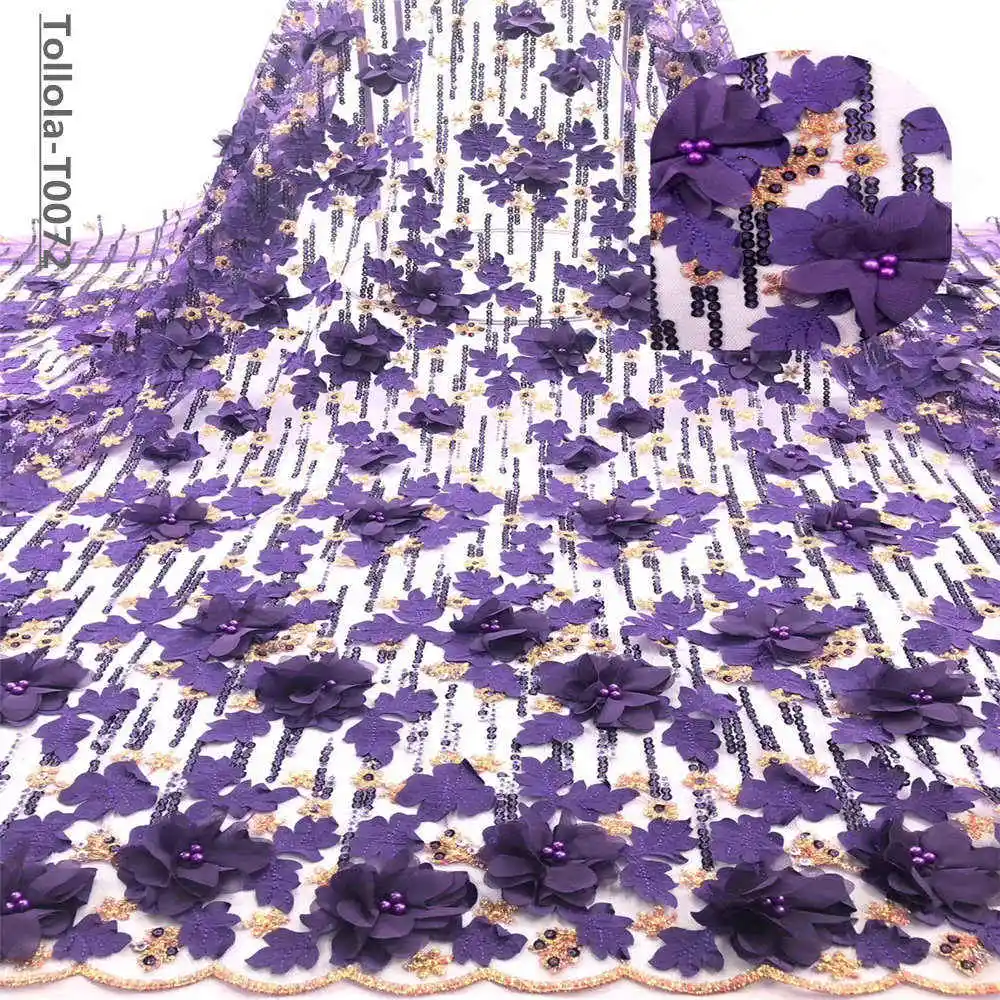 VILLIEA дизайн нигерийская кружевная ткань высокого качества Цветочная аппликация вышивка тюль кружева 3D африканская кружевная ткань для женщин - Цвет: As Picture