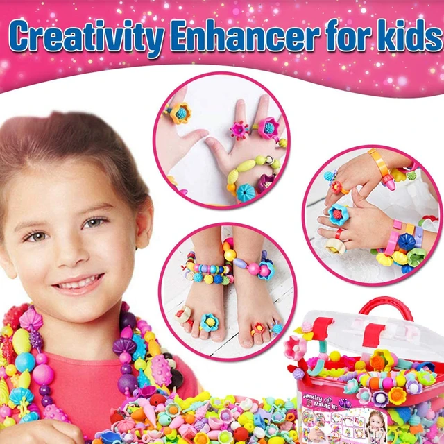 DIY Jewelry Making Kit for Girls 3, 4, 5, 6, 7 Year Old, Kids Pop