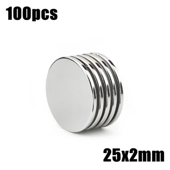 

100pcs 25x2mm Super Powerful Strong Bulk Small Round NdFeB Neodymium Disc Magnets Dia 25mm x 2mm N35 Rare Earth NdFeB Magnet