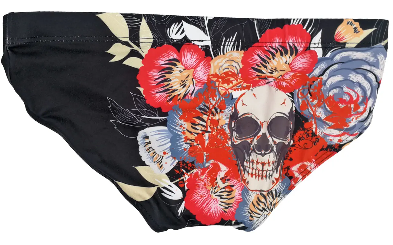 Men’s Sexy Summer Skull Beach Short Low Wait Swimming Briefs Swimwear ...