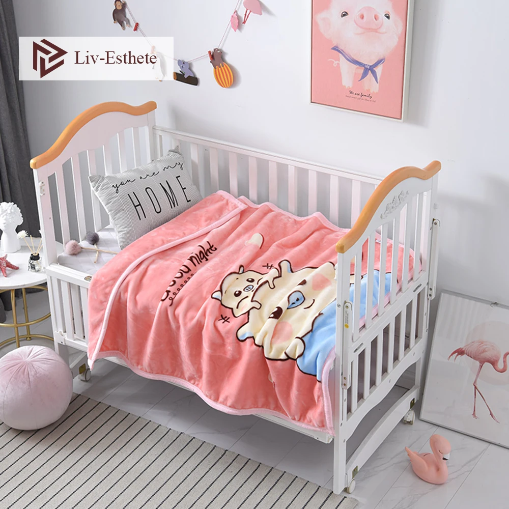 

Liv-Esthete Cartoon Pig Baby Blanket Pink Kids Flannel Active Printing Stroller Covers Kids newborn Bedding Swaddle Decke