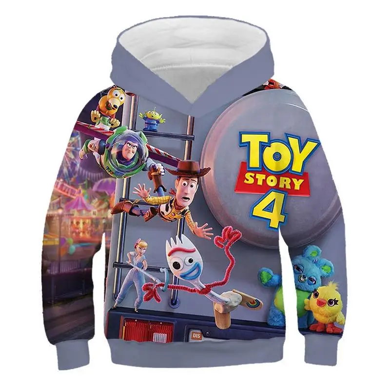 Модный Детский свитер с капюшоном с рисунком из мультфильма «История игрушек», 4 3d-принта, забавный свитшот с капюшоном для мальчиков и девочек