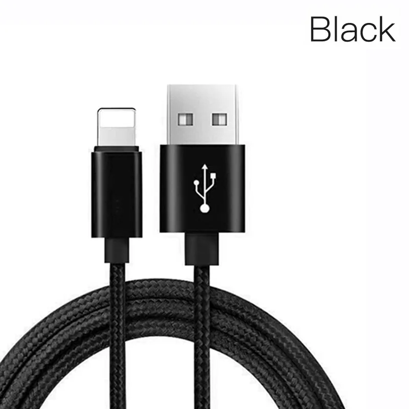 Для Apple usb кабель для зарядки и передачи данных для iPhone X 7 6 8 6S 5S Plus XS MAX XR 11 Pro для iPad Mini IOS 12 8 Pin Кабели для быстрой зарядки - Цвет: Черный