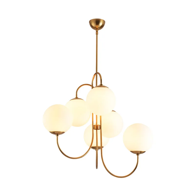 

Gold 6 Lights Glass Ball Pendant Light Lamp Milk White for Dining Room Bar Restaurant Suspension E27 LED Lamp
