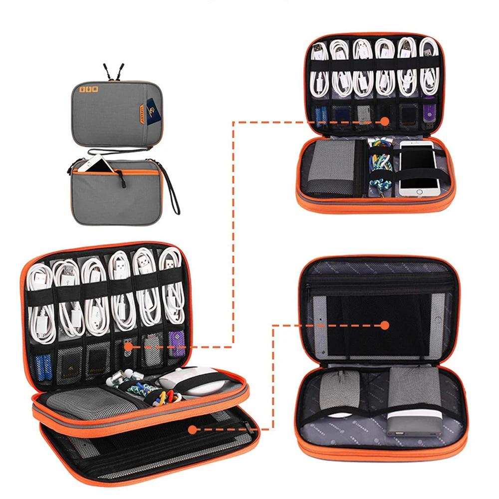 Mallette De Rangement Portable Pour Téléphone Portable, Sac D'évaluation De Câble électronique De Voyage, Cordons De Disque Dur, Directions USB, Chargeur