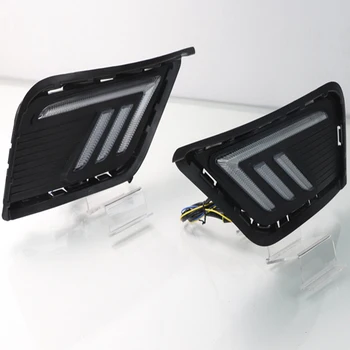 

For Volkswagen VW Tharu 2019 LED DRL Daytime Running Light Daylights With Yellow Turn Signal Fog Lamp Cover night blue