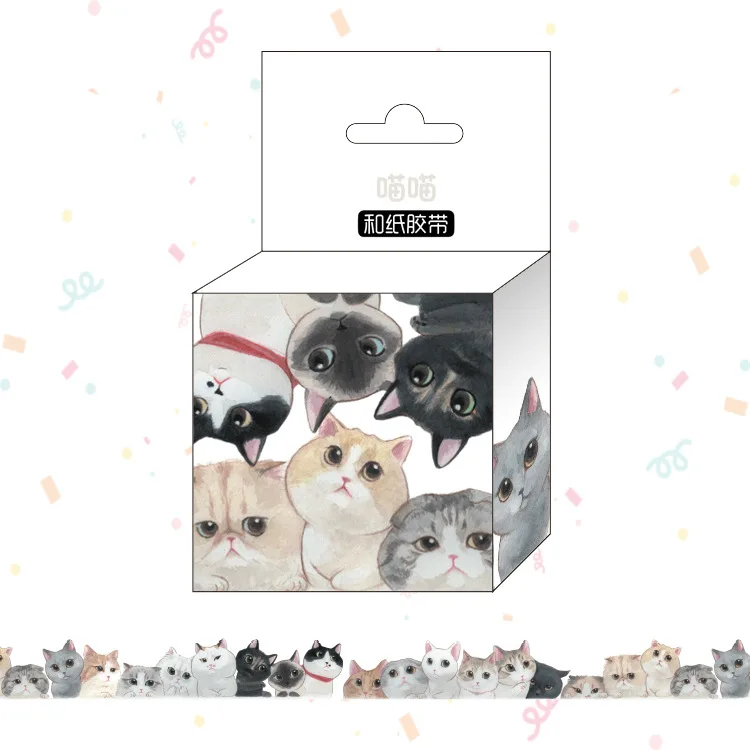 1.5cm*5m Cute Cat Dog Q Version Cartoon Washi Tape Adhesive Tape DIY Scrapbooking Sticker Label Masking Tape 5