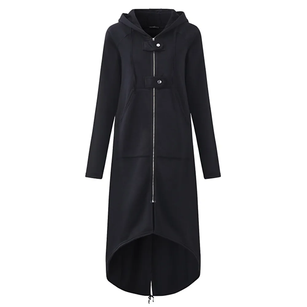 Куртка женская осень зима женские модные куртки с капюшоном длинный рукав длинное однотонное пальто с карманом уличные женские большие размеры S-5XL - Цвет: GY