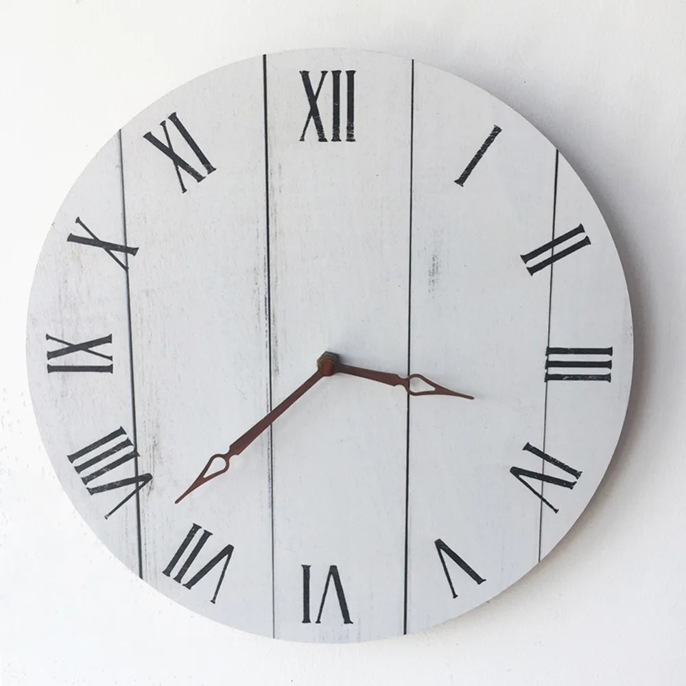 Современные короткие настенные часы DIY Короткие классические деревянные акриловые часы Современные европейские деревянные зернистые стильные круглые бесшумные часы для гостиной спальни