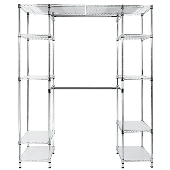 

Custom Closet Organizer Shelves System Kit Expandable Clothes Storage Electroplate Metal Rack Wardrobes Closet