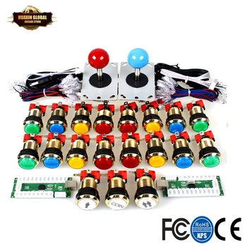 

2 Player Arcade DIY Kits Parts USB Encoder To PC Joystick+ 5Pin Sticker+Gilded 1 & 2 Players Coin LED Lamp Lights Push Buttons