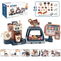 Maison de jeu pour enfants, jouets éducatifs, Mini cuisine pour enfants, caisse enregistreuse, modèle alimentaire, Simulation, Machine à café, ensemble de courses 