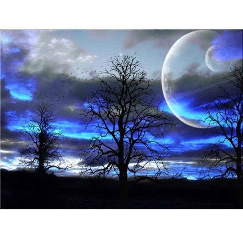 5D алмазная картина полная алмазного дерева и планеты круглая Алмазная мозаика