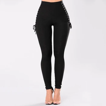 

Spring Autumn New Cross Bandage Pants Women New High Waist Pencil Trousers Female Solid Casual Stretch Elastic Capris