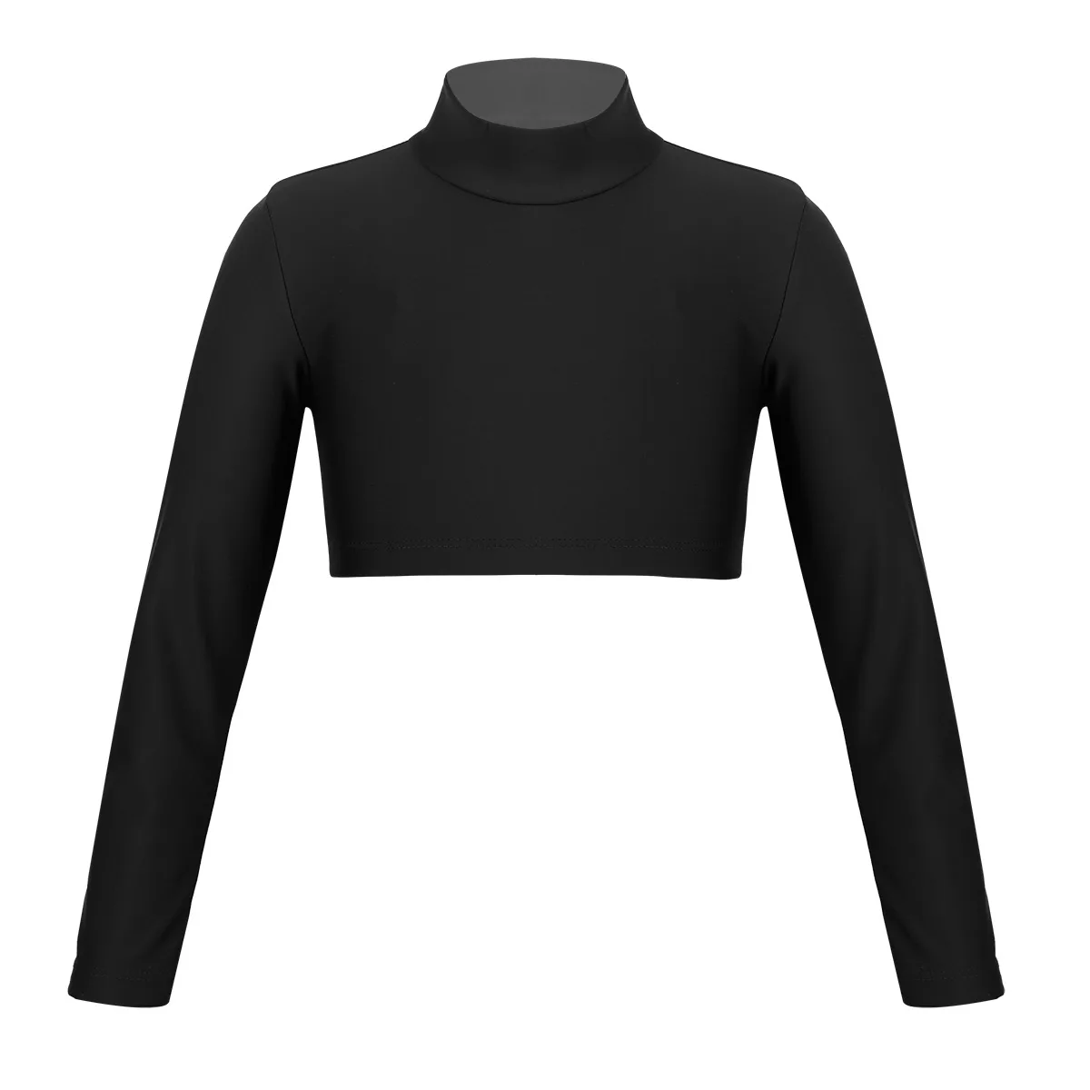Camiseta corta de gimnasia de manga larga de color liso para niñas, para actuaciones en el escenario, ballet, baile, fitness, ropa deportiva