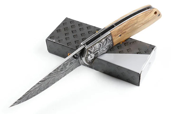 Feather knife pattern Wood Handle 440 Blade ,Tactical Pocket Knives for Camping Survival Hunting Combat Camping EDC Tools OEM