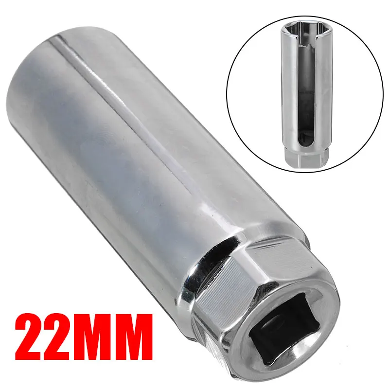 Universal 1pc 22mm 7/8'' Chrome Lambda O2 Oxygen Sensor Socket Removal Tool Side Wire Cutout 1/2'' Drive