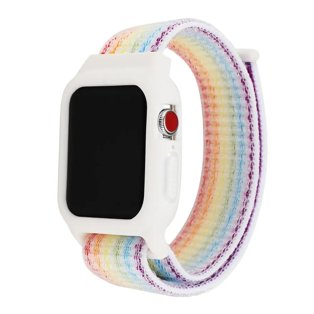 

Nylon Sport Strap TPU Case for Apple Watch 5/4 Bands 44mm 40mm Protective Case Loop Bracelet 38mm 42mm for iWatch Series 3 2 1