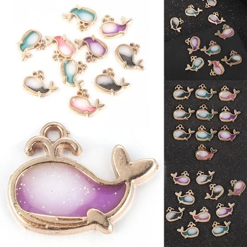 

10pcs 15mm Mix Colors Cute Little Whale Series Gradient Color Enamel Jewelry Making Bracelet Pendant Accessories Wholesale