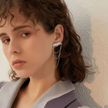 

AENSOA Irregular New Punk Multi-layer Tassel Chain Pendant Drop Earrings for Women Vintage Geometric Chic Metal Earring Bijoux