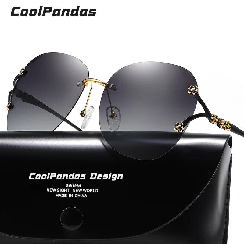 CoolPandas модные роскошные женские солнцезащитные очки оверсайз без оправы