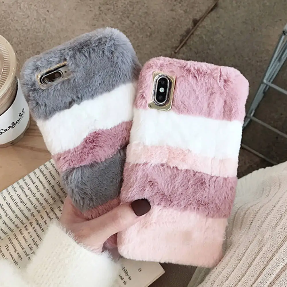 Милый меховой плюшевый чехол LLZ.COQUE с бриллиантами для телефона IPhone 11 Pro XS Max XR X 6 6S