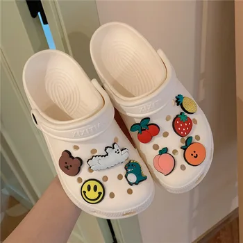 

Kids Sandals Hole Shoes Flower Girl Heart Cartoon Fruit Animal Sandals and Slippers Flower Buckle Ornament Accessories Removable