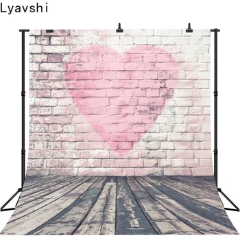 

Lyavshi Brick Wall Wooden Floor Red heart Newborn Photography Backgrounds Customized Photographic Backdrops For Photo Studio