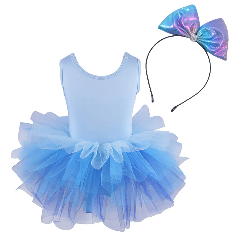 Балетное платье-пачка принцессы для девочек профессиональное детское танцевальное праздничное платье костюм для сцены свадебное платье для девочек от 2 до 8 лет - Цвет: blue gradient2