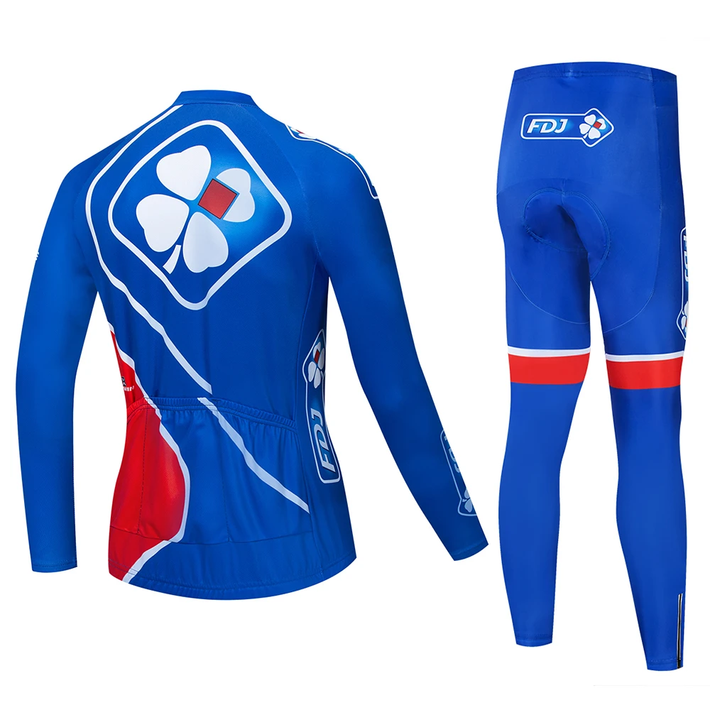 FDJ nuevo Pro de manga larga de primavera Ciclismo трикотажный комплект Ropa de bicicleta uniforme de carreras Ropa de bicicleta Rop