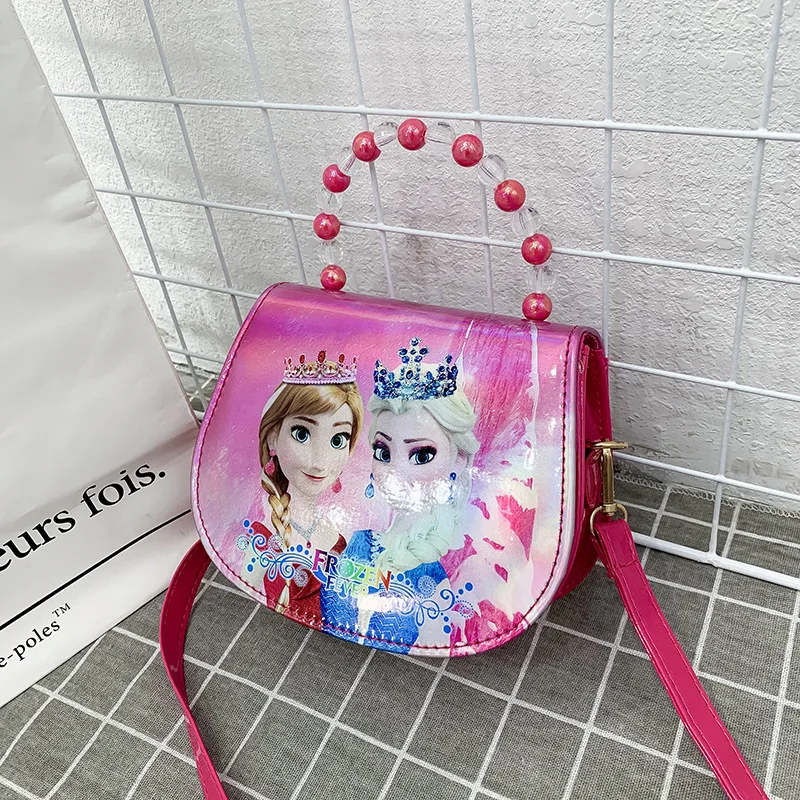 Disney Sofia frozen princess laser cartoon beaded bag girl messenger bag little girl shoulder bag handbag baby mini cute purses