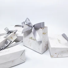 Merci Party Favor Gift Bag Box Paper Bag for Wedding Baby Shower Valentines Day Christmas Candy Boxes Marble Pattern Thank You