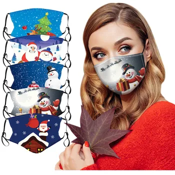 

Adult Women Man Christmas Mouth Cover Pollution Face Masks Reusable 5pcs Washable Breathable Cotton Mask Mascarilla Reutilizable