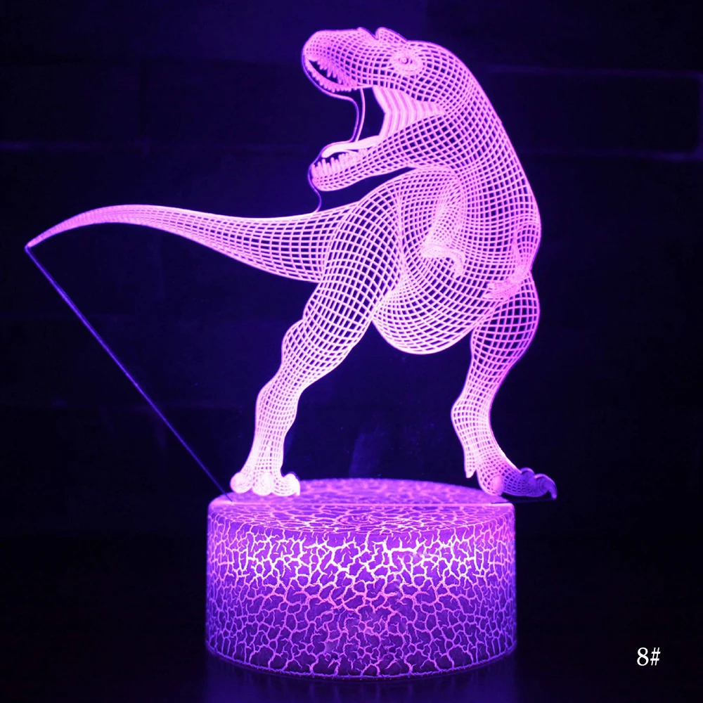 3D LED Night Light Lamp Dinosaur 16Color Remote Control Table Lamps Toys Birthday Christmas Gift For kid Home Decoration - Испускаемый цвет: 8Tyrannosaurus