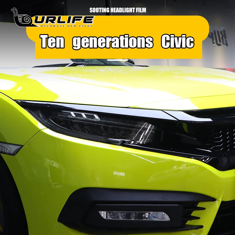 

Front Headlamp Car Styling Sticker For Honda civic 10th 2016 to 2020 TPU Smoked Black Headlights Protector Film accessories