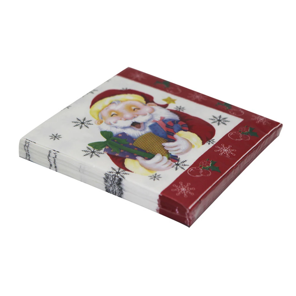 

10sheets/bag 25cm Festival Napkins Cloth Square Christmas Paper Napkin Pocket Handkerchief For Home Xmas Table Decoration